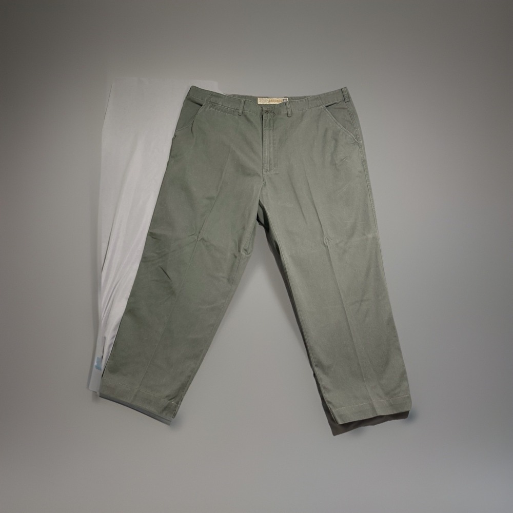 Cabela's aged khakis pants slacks, olive green, men's 46x30, 100% cotton